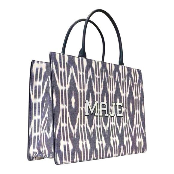 Maje Bleu Marine Tie & Dye Canvas Tote Bag NWT - Picture 2 of 7